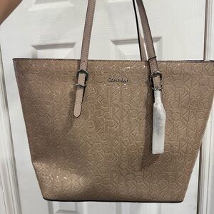 Calvin Klein Tan Embossed Tote